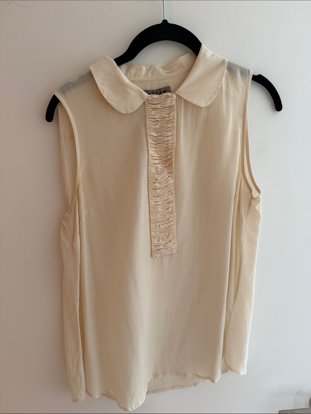 Jigsaw Cream Sleeveless Blouse with Peter Pan Collar (UK 10)